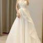 Vintage Ivory Satin  A-Line Ruffled Wedding Dress DP7684
