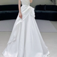 Vintage Ivory Satin  A-Line Ruffled Wedding Dress DP7684