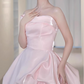Vintage Pink Satin One-Shoulder Ruched Sweet 16 Dresses Princess Ball Gown DP7707