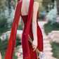 Elegant Crimson Satin One-Shoulder Mermaid Prom Dress DP7712