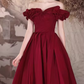 Vintage Burgundy Off-Shoulder Ruffled Sweet 16 Quinceanera Ball Gown DP7715