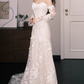 Glamorous Off-the-Shoulder Long-Sleeve Lace A-Line Train Wedding Dress DP7734
