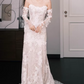 Glamorous Off-the-Shoulder Long-Sleeve Lace A-Line Train Wedding Dress DP7734