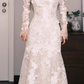 Glamorous Off-the-Shoulder Long-Sleeve Lace A-Line Train Wedding Dress DP7734