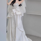 Glamorous Satin Sheath Oversized Bow Beaded Embroidery Wedding Dress DP7736