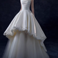 Elegant Ivory Satin 3D Floral Applique Strapless A-Line Wedding Dress DP7745