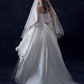 Elegant Ivory Satin 3D Floral Applique Strapless A-Line Wedding Dress DP7745