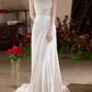 Vintage Ivory Satin Sheath Halter-Neck Lace Bodice & Train Wedding Dress DP7750