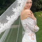 Vintage White Satin Mermaid Lace Long Sleeves Embroidered Veil Wedding Dress DP7752