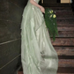Vintage Pale Mint Green Chiffon Strapless Evening Gown Draped Ruffles Train Prom Dress DP7767