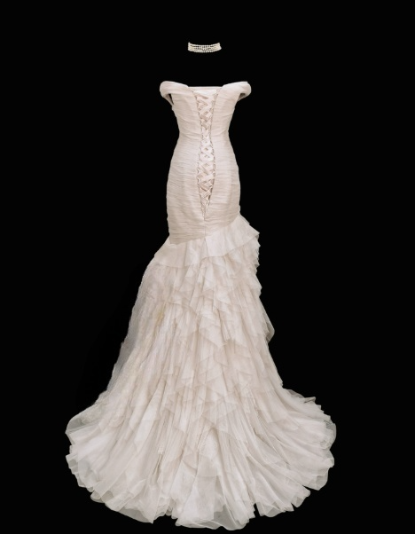 Romantic Ivory Strapless Mermaid Wedding Dress Ruched Bodice Layered Ruffle Train Bridal Gown DP7768