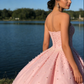 Elegantes, trägerloses, rosafarbenes Ballkleid aus Spitze und perlenbesetztem Tüll für den Sweet 15 Quinceañera-Tag (DP7770)