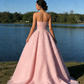 Elegantes, trägerloses, rosafarbenes Ballkleid aus Spitze und perlenbesetztem Tüll für den Sweet 15 Quinceañera-Tag (DP7770)