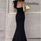 Vintage Black & Silver Sequin Sweetheart Evening Gown High Slit Mermaid Prom Dress DP7782