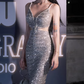 Vintage Silver Sequin Spaghetti Strap Mermaid Evening Gown V-Neck Cutout Prom Dress DP7783