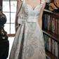 Vintage Beige Floral Print A-Line Midi Cocktail Gown Sweetheart Belted Formal Prom Dress DP7792