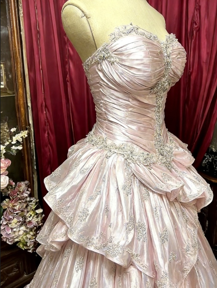 Gorgeous Pink Sweet 16 Quinceanera Sweetheart Strapless A-Line Floor-length Tiered Prom Dress Evening Dress Ball Gown DP6375