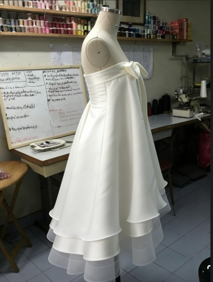 Lovely Strapless A-Line Chiffon Birthday Outfit White Homecoming Dress DP3534