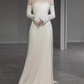 Vintage Ivory Sheath Sheer Long Sleeve Square Neck Tulle Wedding Dress DP7797