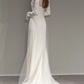 Vintage Ivory Sheath Sheer Long Sleeve Square Neck Tulle Wedding Dress DP7797