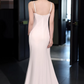 Elegant Ivory Mermaid Evening Gown Deep V-Beaded Bodice Satin Prom Dress DP7805