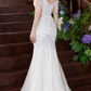 Elegant White Mermaid Evening Gown Deep V-Neck Beaded Tulle Chain Straps Prom Dress DP7806