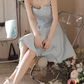 Vintage Light Blue Bow-Detailed A-Line Sweet Spaghetti Strap Homecoming Dress DP7809