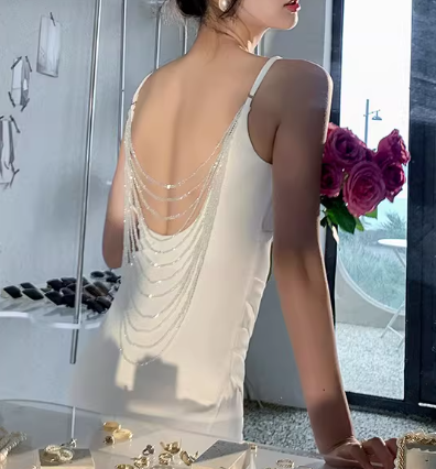 Vintage White Satin Mermaid Spaghetti Strap V-Neck High Slit Wedding Dress DP7816