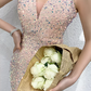 Elegant Pink Sequin Mermaid Evening Gown Spaghetti Strap Deep V-Neck Prom Dress DP7827