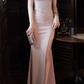 Elegant Sparkling Light Pink Sequin Sheath Evening Gown Spaghetti Straps Sweetheart High Slit Prom Dress DP7823