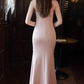 Elegant Sparkling Light Pink Sequin Sheath Evening Gown Spaghetti Straps Sweetheart High Slit Prom Dress DP7823
