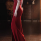 Glamorous Crimson Red Off-the-Shoulder Mermaid Evening Gown Beaded High Slit Prom Dress DP7812