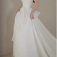 Vintage Strapless A-Line Draped Chiffon Bodice & Flowy Organza Skirt Wedding Dress DP7829