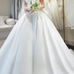 Vintage White Off-the-Shoulder Satin A-Line Wedding Dress DP7830