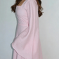 Elegant Pink A-Line Prom Dress Square Neck Bell Sleeves Formal Evening Gown DP4970