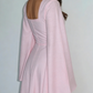 Elegant Pink A-Line Prom Dress Square Neck Bell Sleeves Formal Evening Gown DP4970