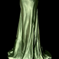 Vintage Sage Green Satin V-Neck Evening Gown Sheath Spaghetti Strap Prom Dress DP7839