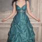 Elegant Emerald Green Straps Beaded Prom Dress Ruched Taffeta Sweet 15 Quinceanera Ball Gown DP7841