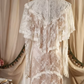 Glamorous Edwardian Ivory Lace Wedding Gown High Neck Ruffled Bohemian Bridal Dress with Floral Appliqués DP7843
