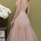Beautiful Spaghetti Strap A-Line Midi Dress Tiered Tulle Formal Gown for Bridal Shower & Garden Party DP7850