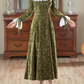 Beautiful Sage Green Regency Velvet A-Line Gown – Square Neck with Ruffled Trim & Bell Sleeves DP7853