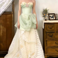 Fairy-Tale Mint Green & Ivory Tiered Evening Dress Floral Bodice Sweet 15 Quinceanera Ball Gown DP7861