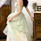 Fairy-Tale Mint Green & Ivory Tiered Evening Dress Floral Bodice Sweet 15 Quinceanera Ball Gown DP7861