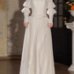 Robe de mariée vintage en dentelle à épaules dénudées et manches bouffantes DP7862