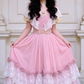 Elegant Pink Lace Tiered Maxi Evening Gown Floral RufflesProm Dress DP7878
