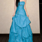 Robe de bal turquoise bustier ornée de perles, coupe trapèze, idéale pour les 15 ans (Quinceañera) DP7886