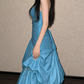 Robe de bal turquoise bustier ornée de perles, coupe trapèze, idéale pour les 15 ans (Quinceañera) DP7886