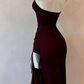 Vintage Burgundy Strapless Sheath Split Long Evening Party Dresses DP5700
