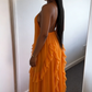 Orange Ruffled Tiered Maxi Dress - Flowy Boho Evening Gown DP3062