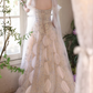 Elegant Champagne Sequin Off-the-Shoulder Evening Gown DP7898